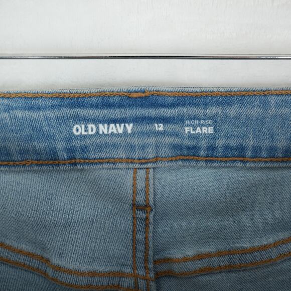 Old Navy Jeans Womens 12 Light Wash Denim High Rise Flare Stretch Y2K Casual - Picture 5 of 11